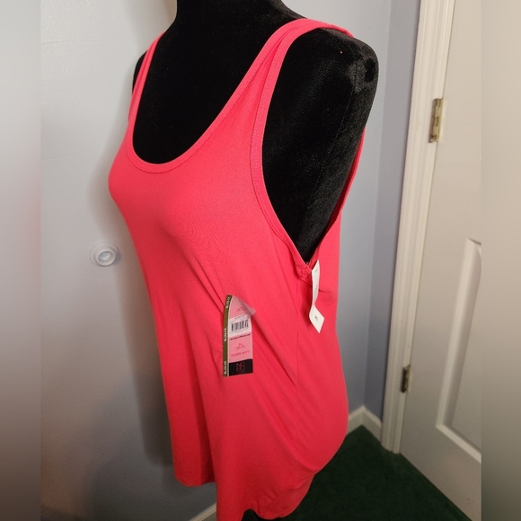 No Boundaries Size XL(15-17) Super Soft Fitted Hot Pink Scoop Tank Melon Delight - Picture 3 of 7